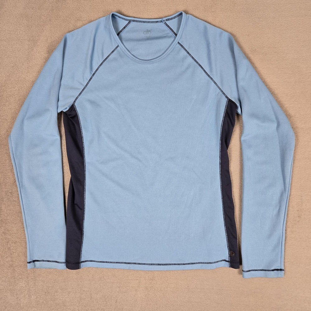 Alo Yoga Shirt Mens Large Blue Lightweight Active Wear Long Sleeve Gym Training